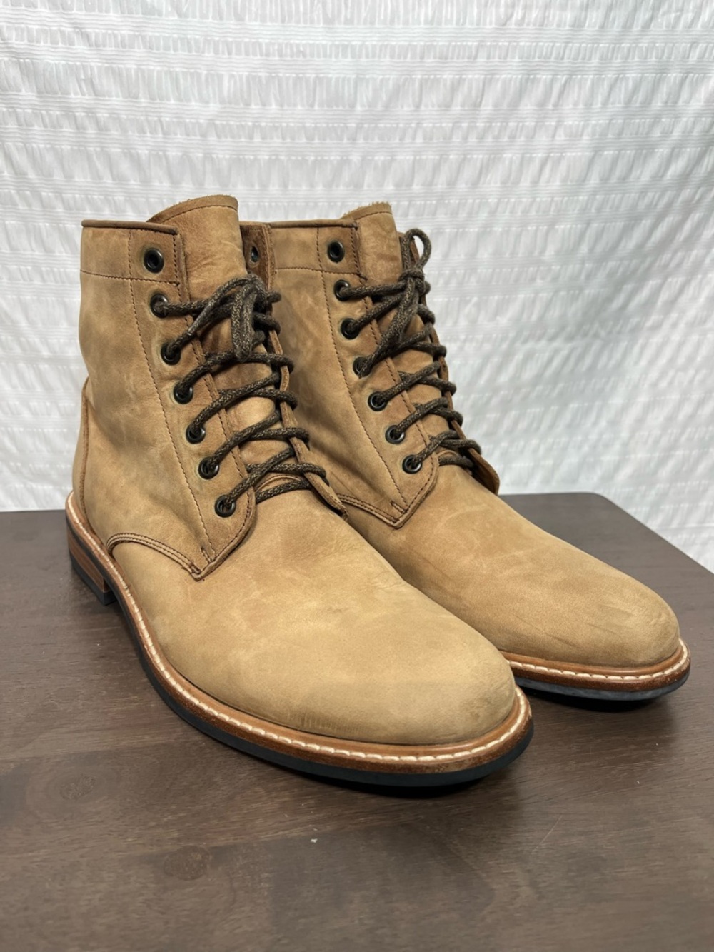 Nisolo Andres Everyday All Weather Boot Mens 11 Tan Leather Lace Up Distressed